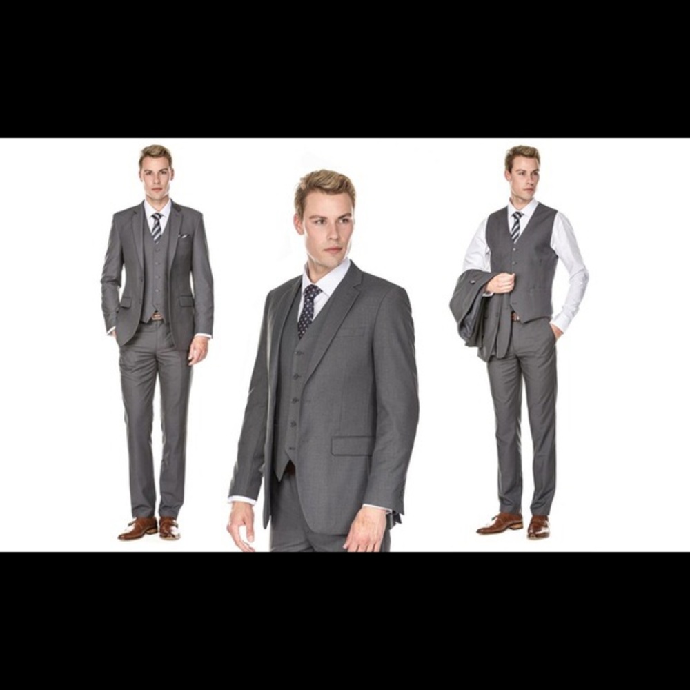 Braveman 3pc grey slim-fit Suit Sz 40L